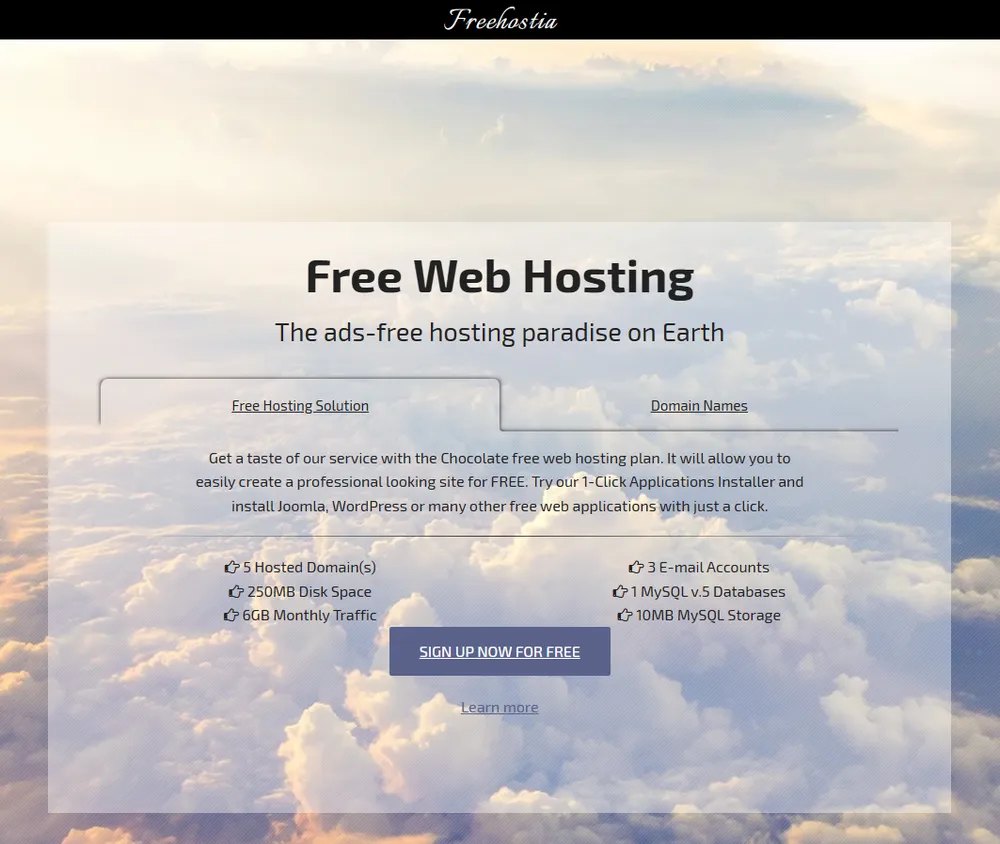 Freehostia 250M老牌PHP免费云主机-Cool享博客